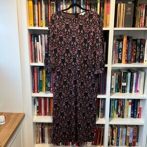 Boden Black Dress with Pink Floral Print